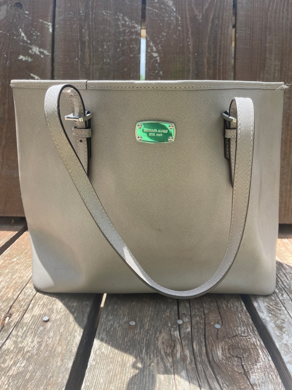 Michael Kors Gray Saffiano Leather Shoulder Tote